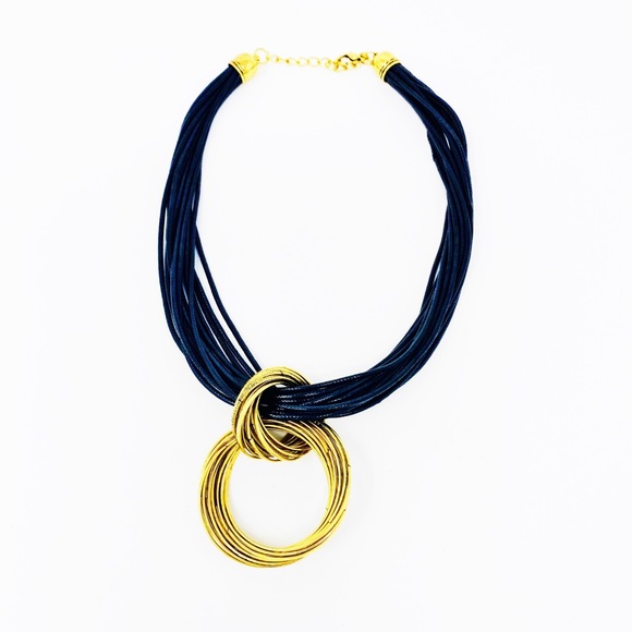 ✨Leather & Brass Statement Necklace✨ - Picture 3 of 3